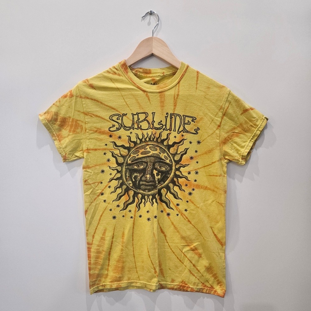 Sublime Band Graphic T-Shirt Mens Small Yellow Tie-Dye Excellent Sun Logo Tee
